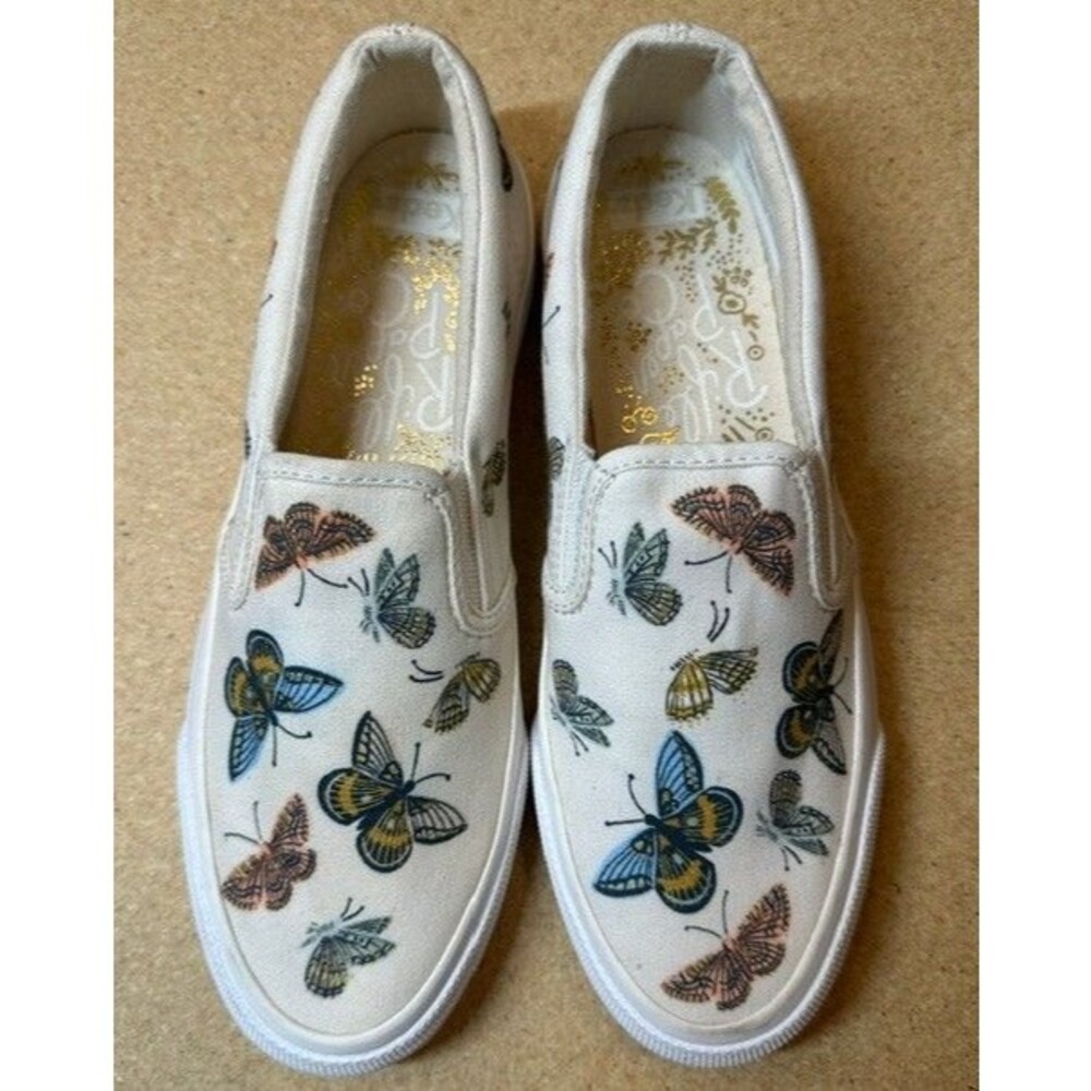 NWOB Keds Rifle Paper Co Double Decker Meadow Cream Butterfly Sneakers Sz 8.5